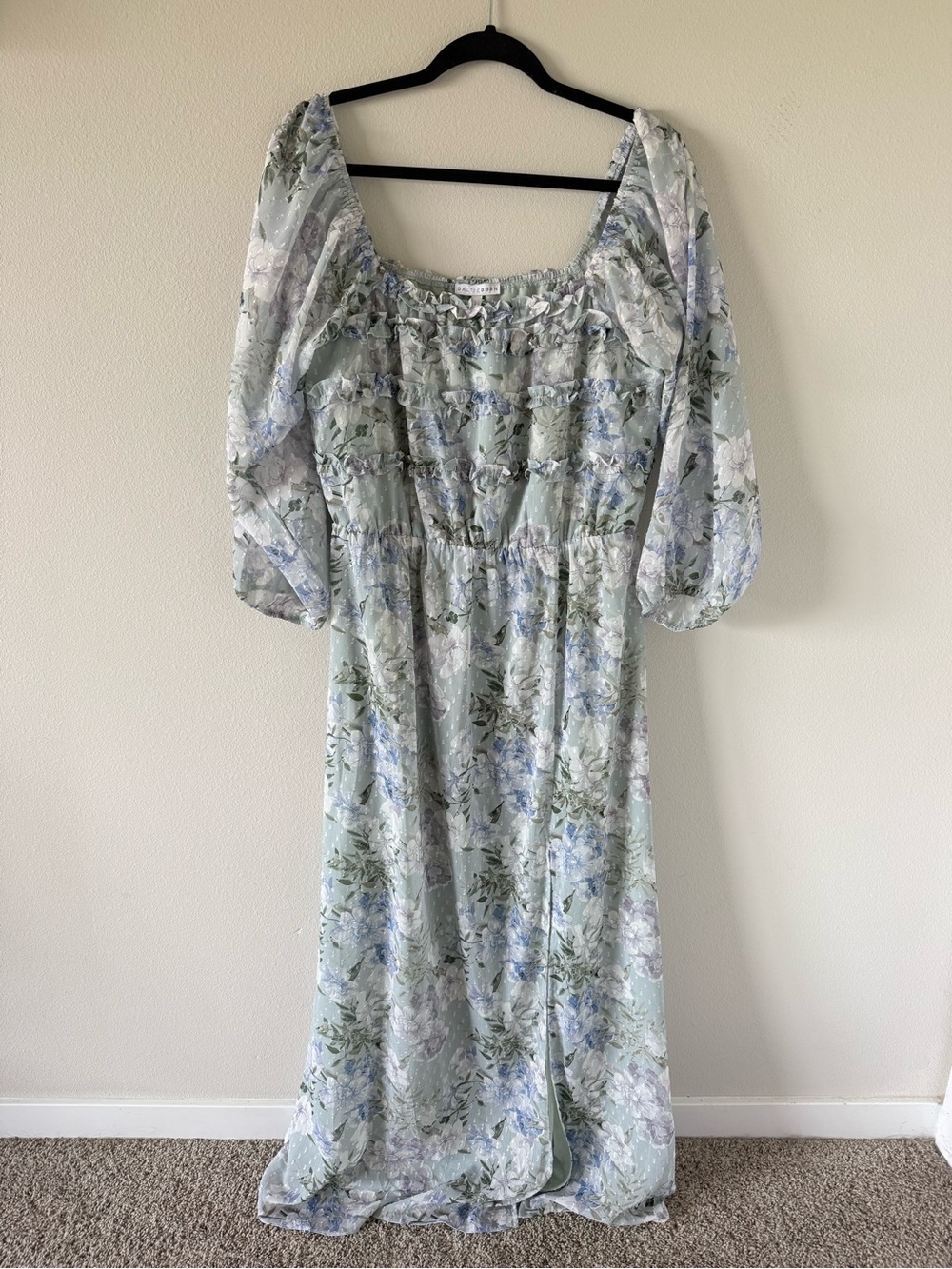 Baltic Born Pale Green and Light Blue Floral Maxi Dress